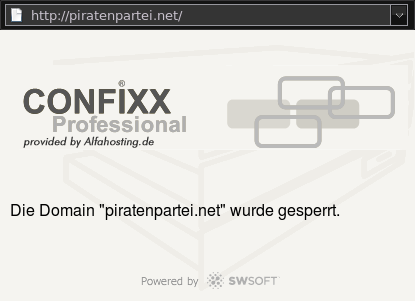 Confixx Professional: Piratenpartei.net gesperrt