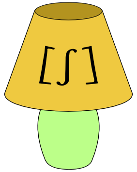 Lampe mit [ʃ] auf dem Lampenschirm